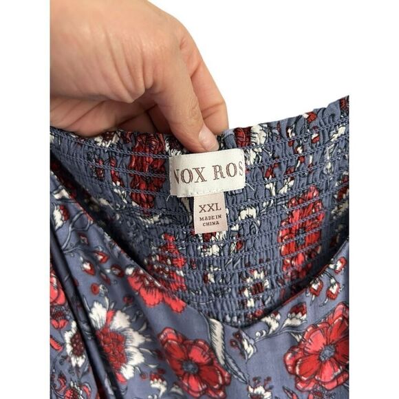 Knox Rose Sky Blue Boho Bohemian Midi Dress Size XXL Tiered Bishop Sleeve - Picture 7 of 13